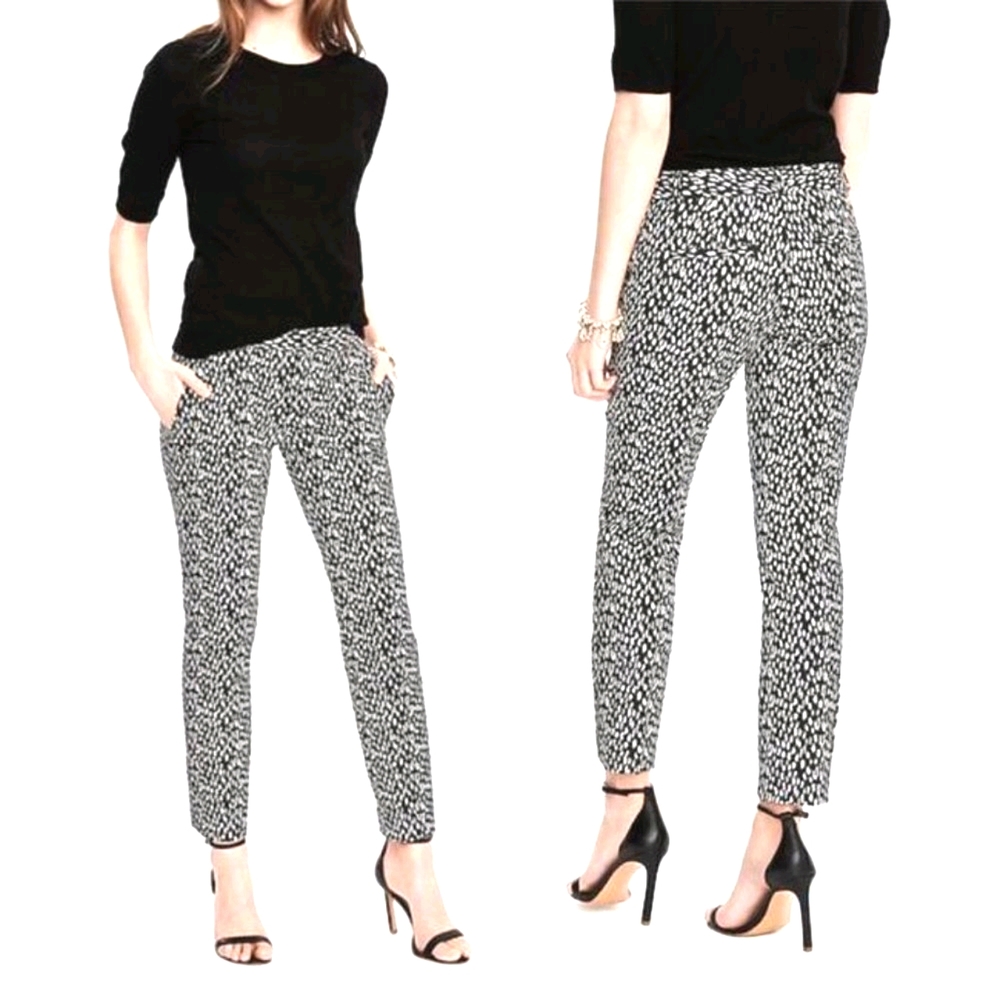 BR Slim Leopard-print jacquard Ankle Pants, sz 2